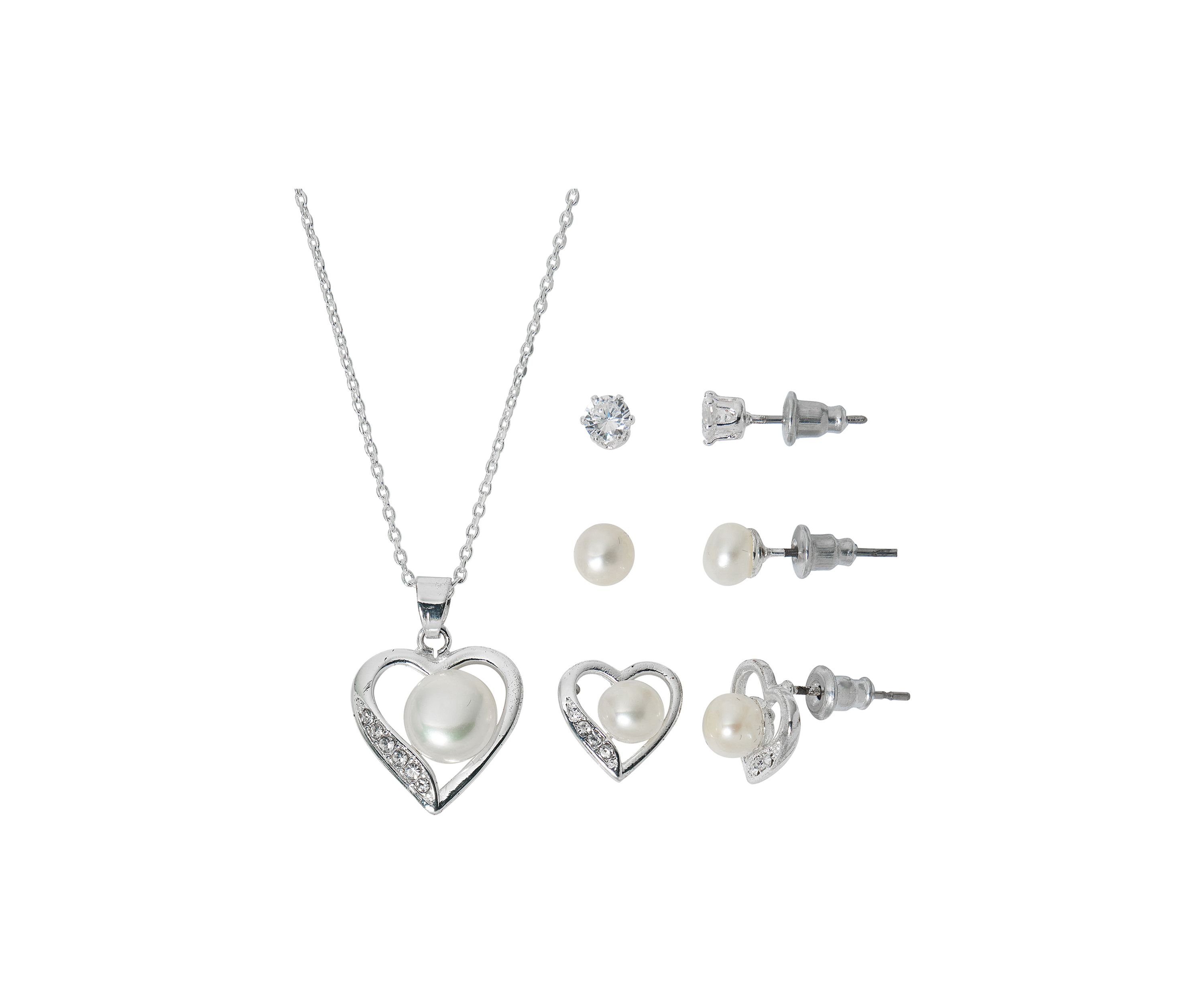 Silver Plated Pendant Necklace and Earrings Set in Light Up Box