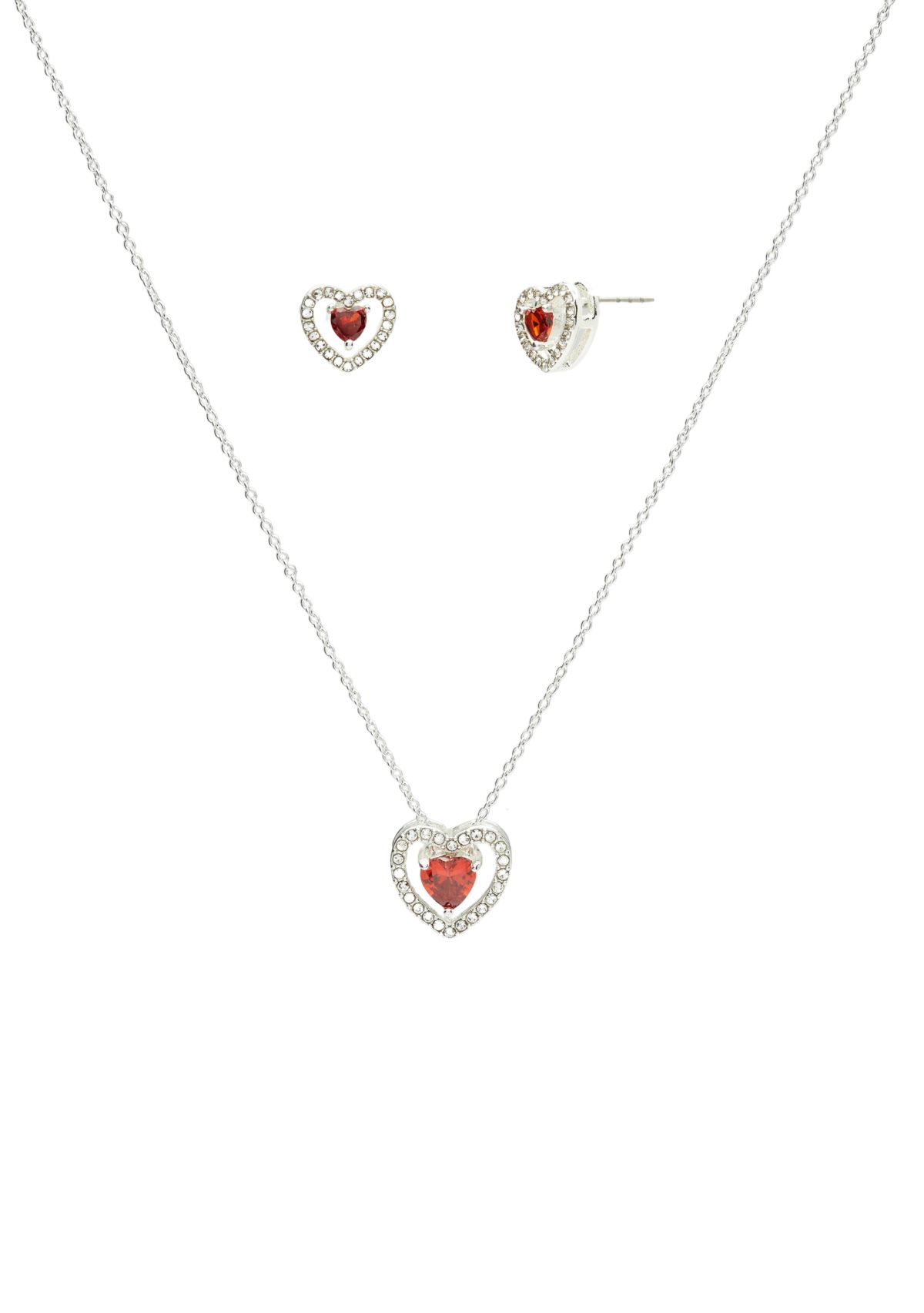 Heart Stone Necklace and Earrings Set