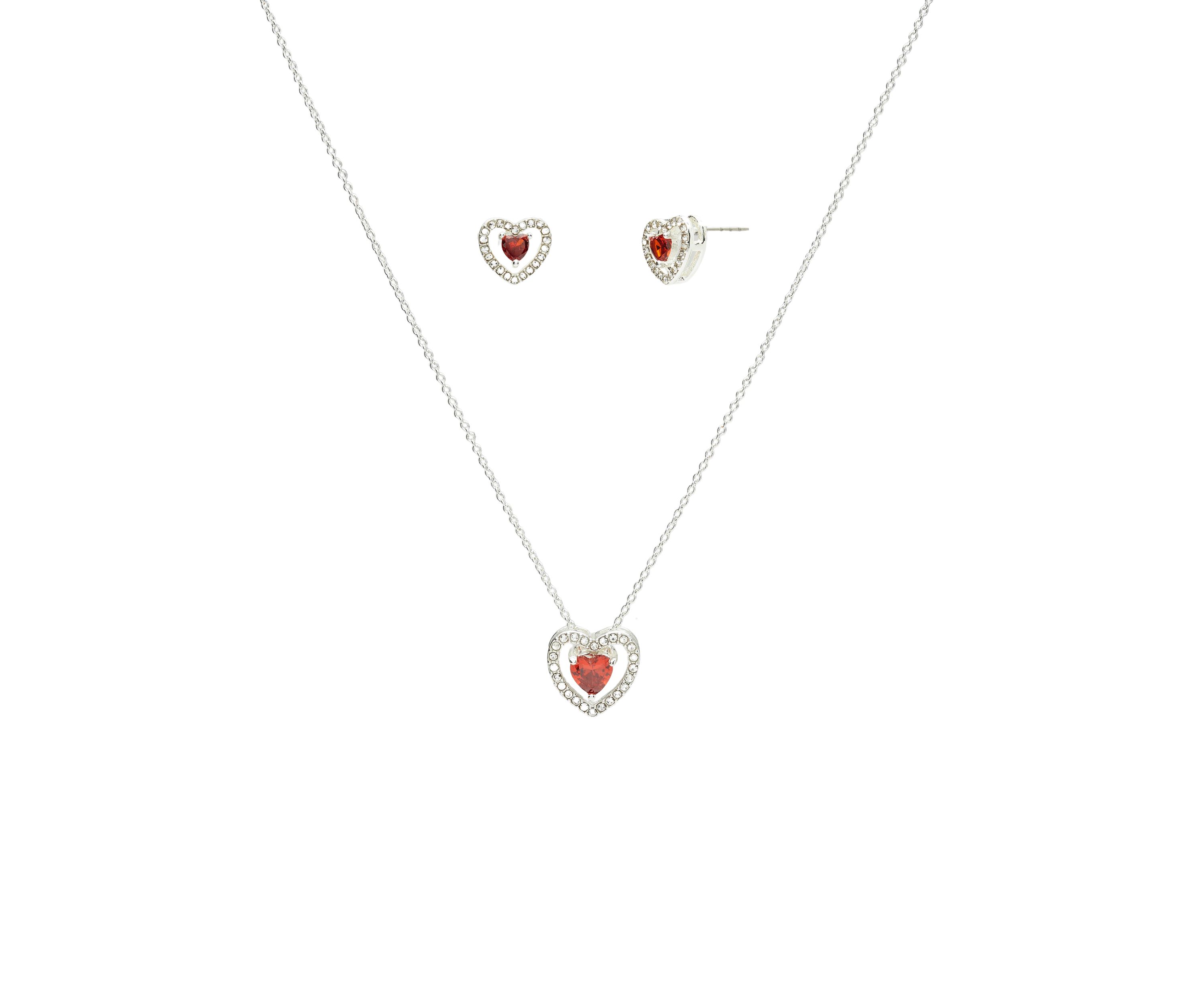 Heart Stone Necklace and Earrings Set