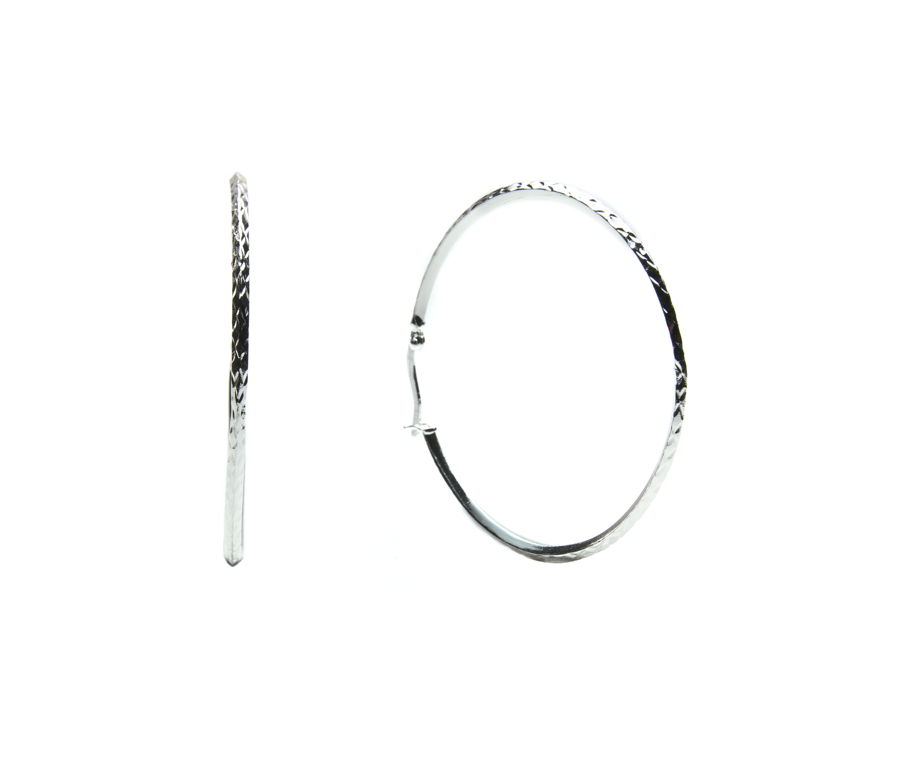 Silver Plated Knife Edge Hoop Earrings