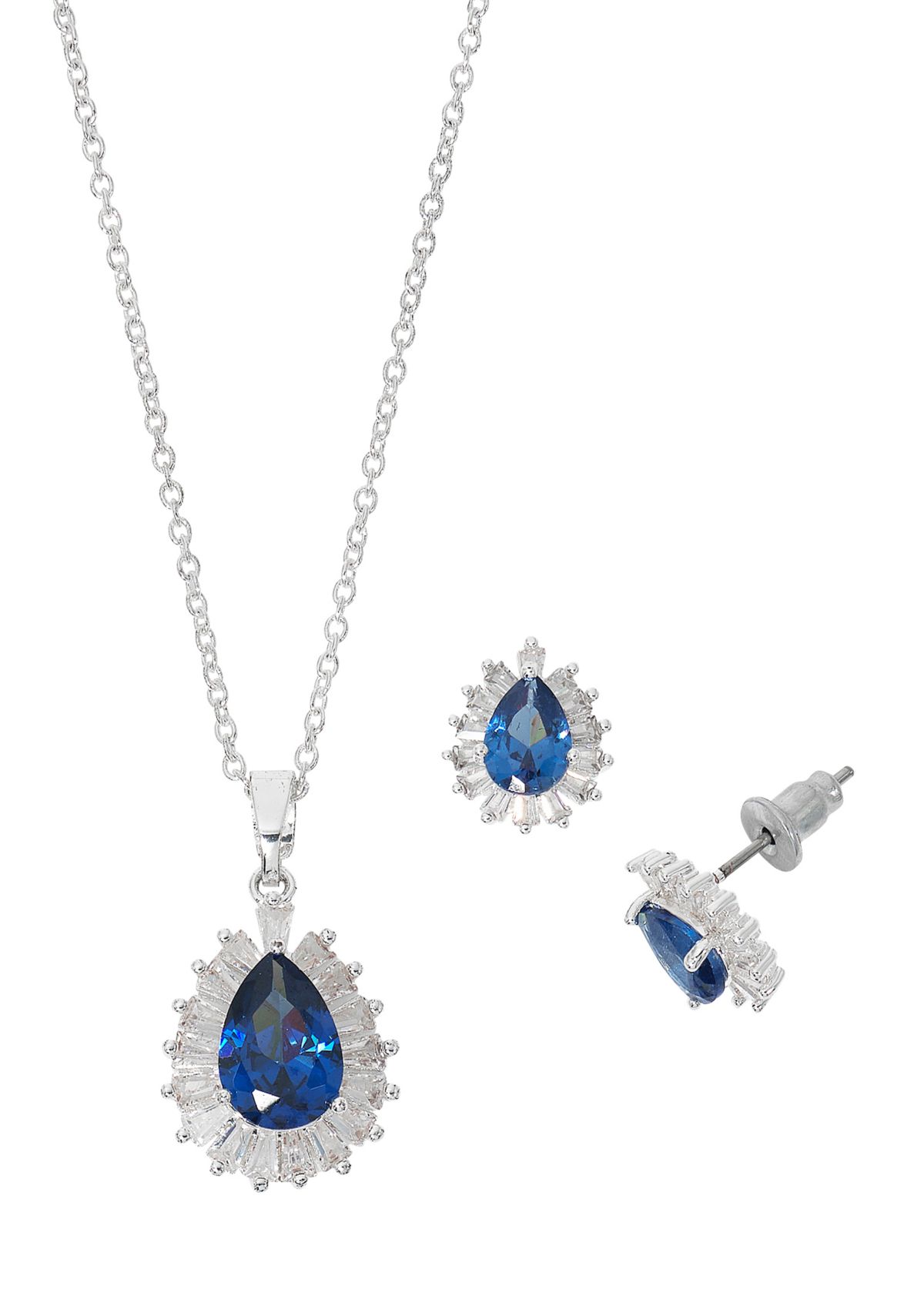 Teardrop Stone Pendant Necklace and Earrings Set