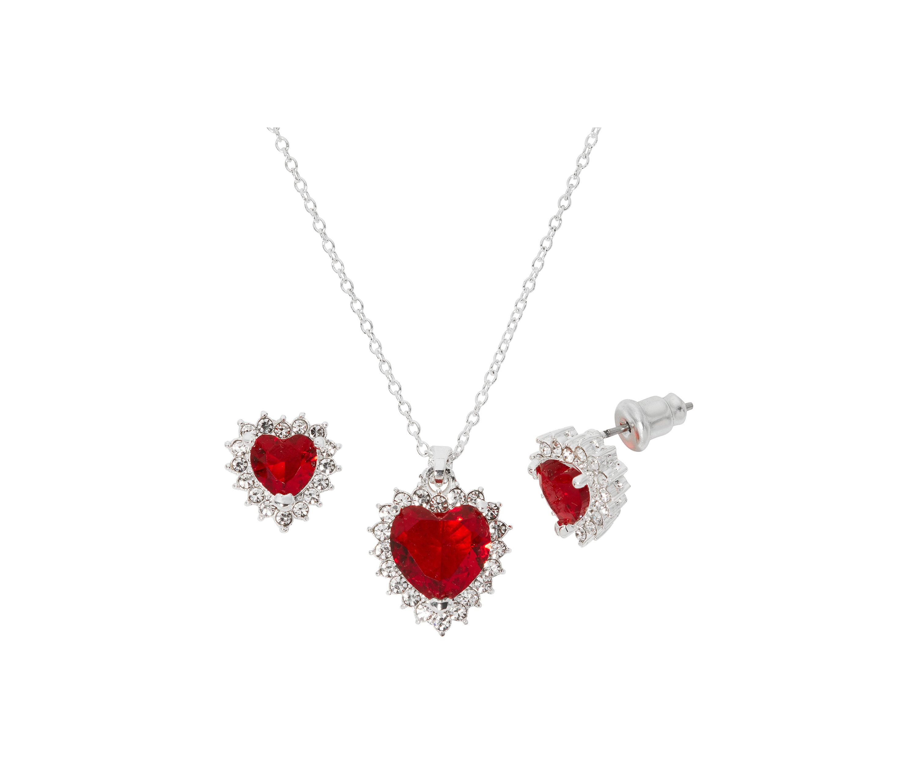 Silver Plated Pendant Necklace and Earring Set in Light Up Box