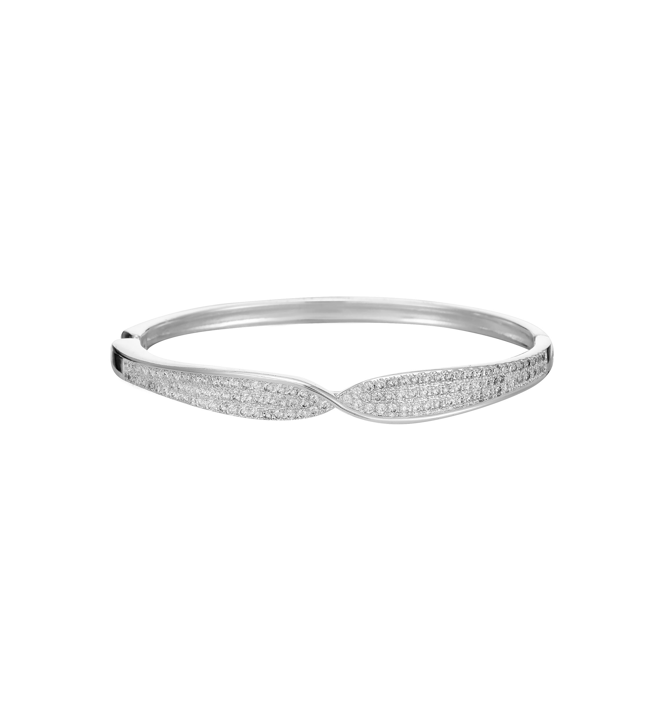 Silver Plated Lab Created Cubic Zirconia Bangle Bracelet