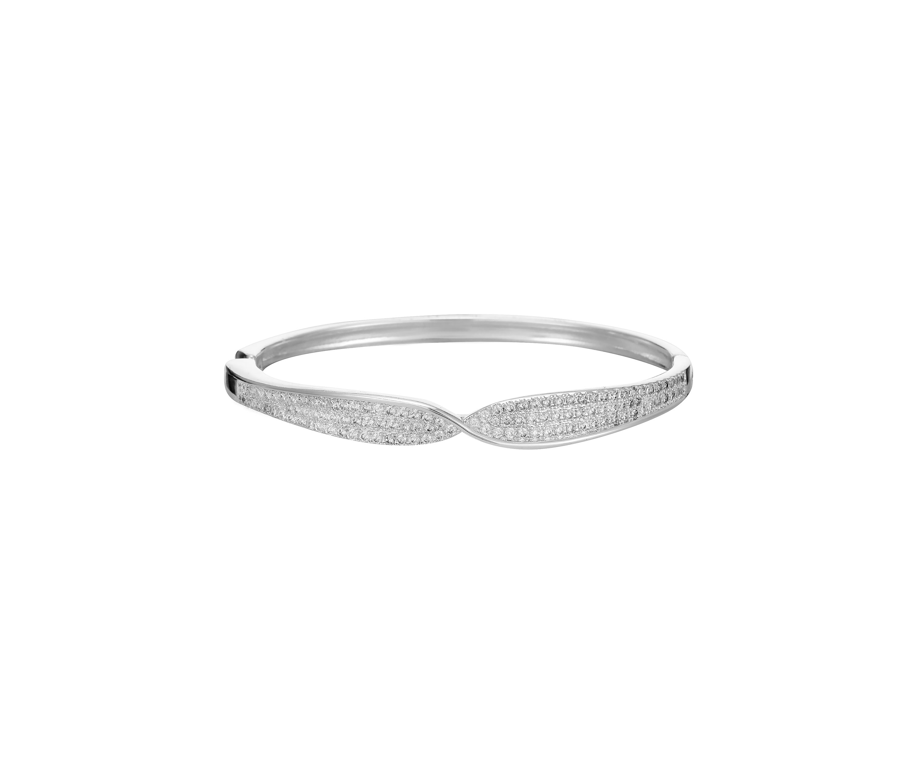 Silver Plated Lab Created Cubic Zirconia Bangle Bracelet