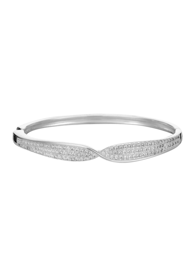 Silver Plated Lab Created Cubic Zirconia Bangle Bracelet