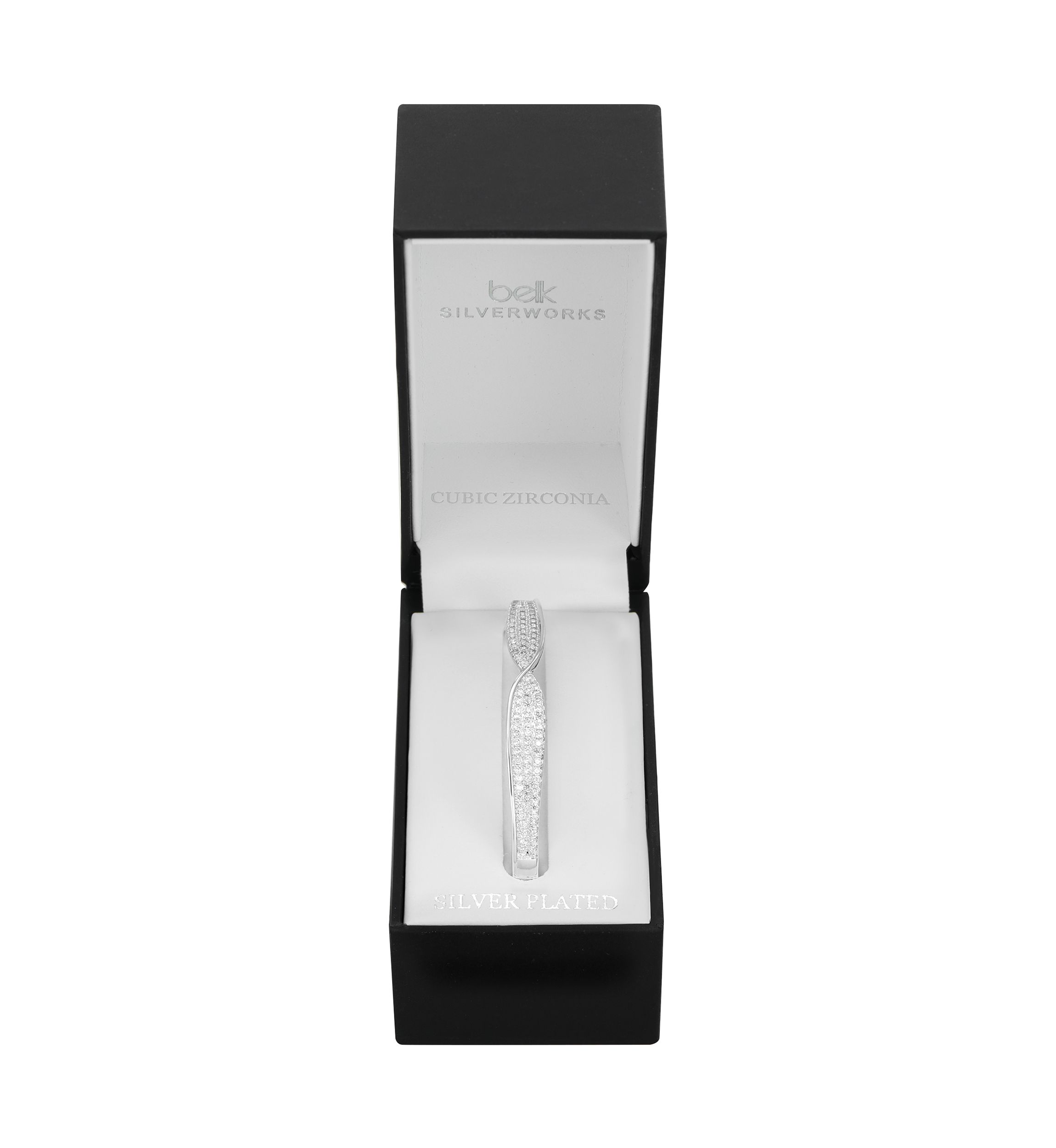 Silver Plated Lab Created Cubic Zirconia Bangle Bracelet