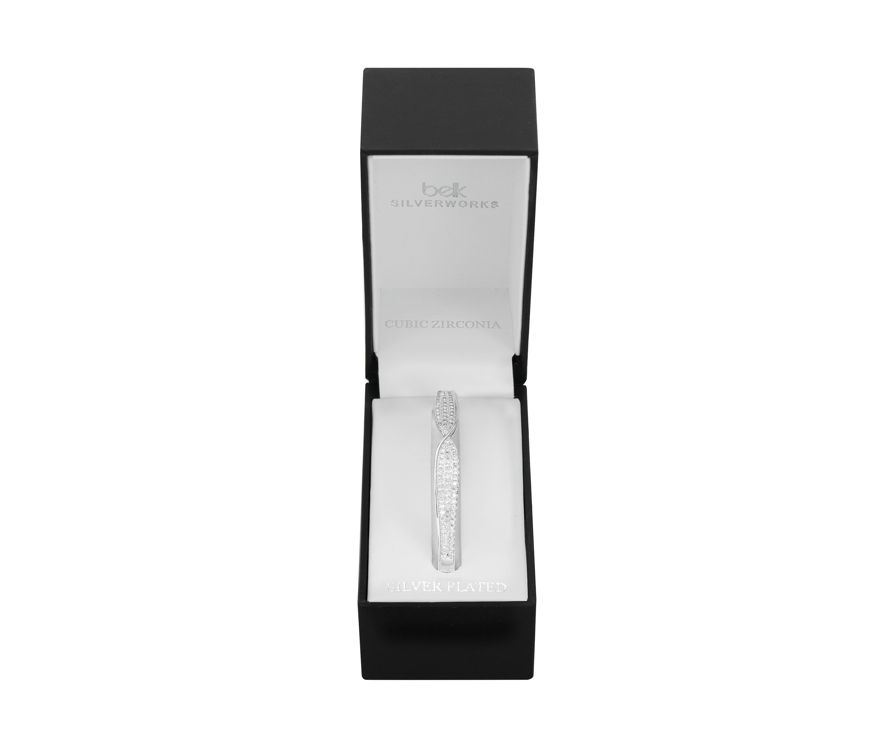 Silver Plated Lab Created Cubic Zirconia Bangle Bracelet