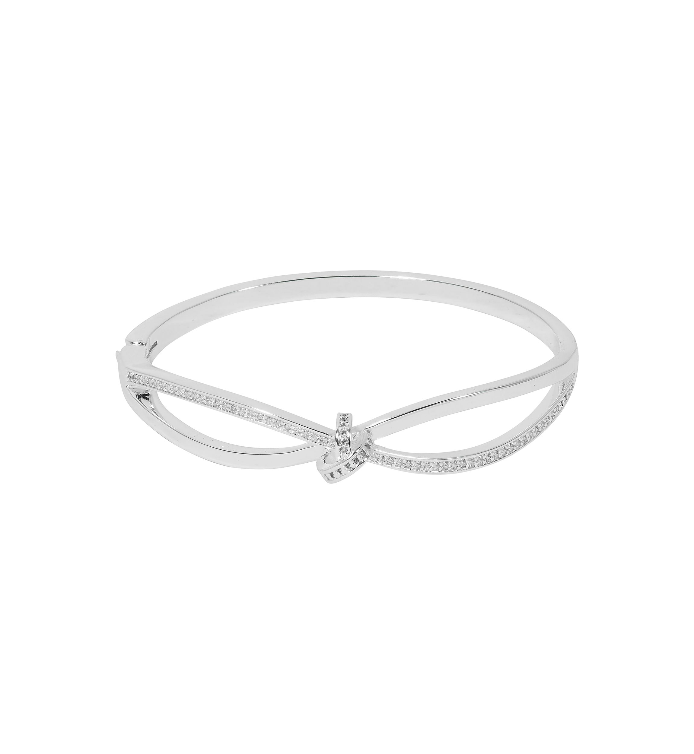 Silver Plated Lab Created Cubic Zirconia Knot Bracelet