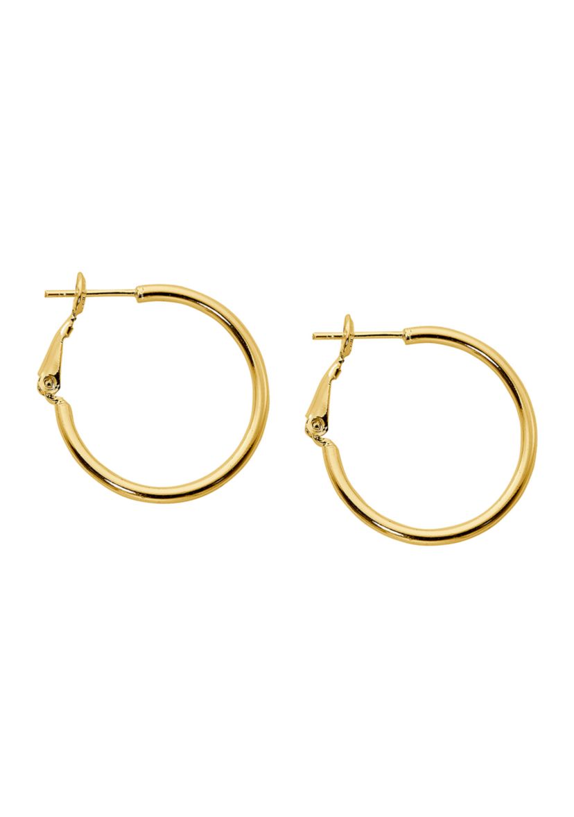 Gold Over Silver Plated 25 Millimeter Hoop Earrings
