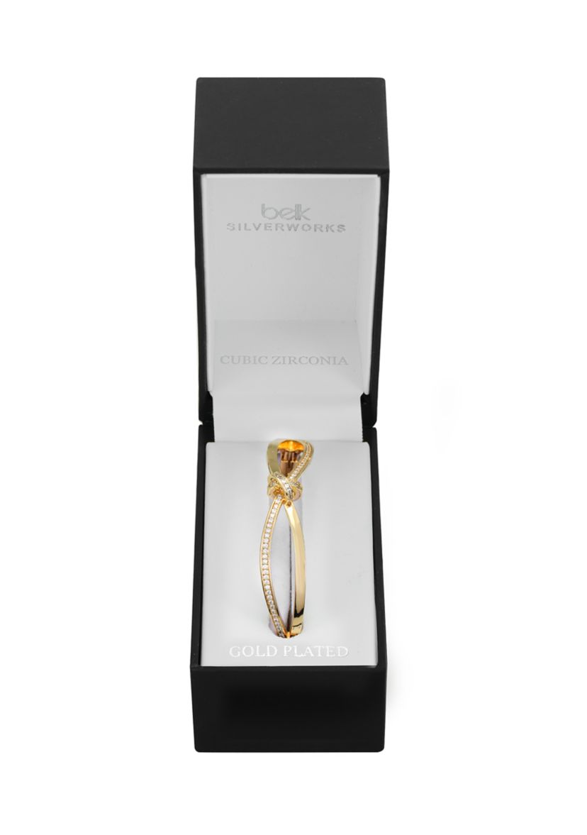 Gold Plated Lab Created Cubic Zirconia Knot Bracelet
