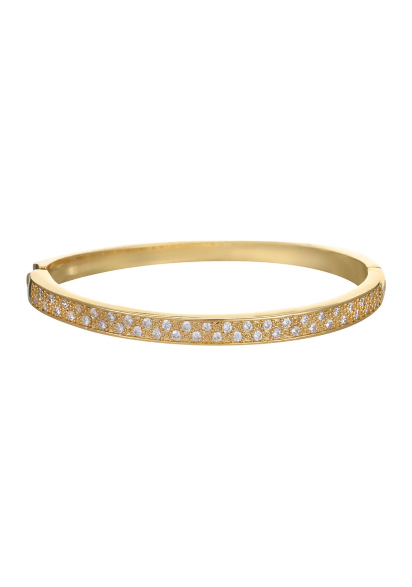 Gold Plated Lab Created Cubic Zirconia Bangle Bracelet