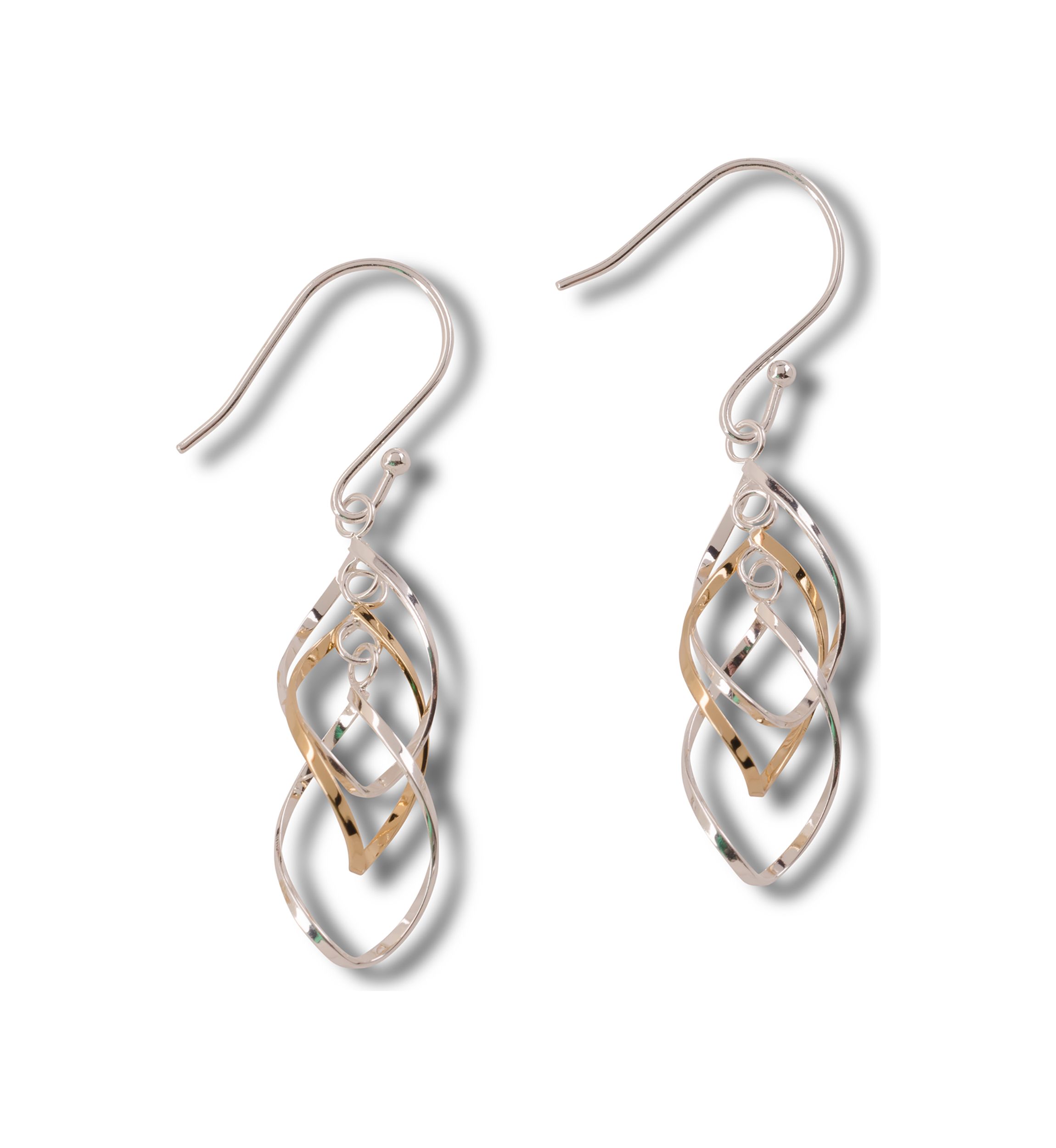 Two Tone Thin Spiral Earrings