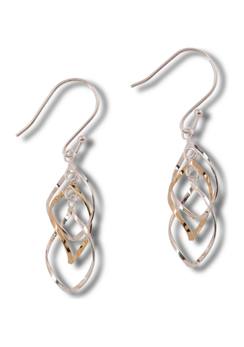 Two Tone Thin Spiral Earrings