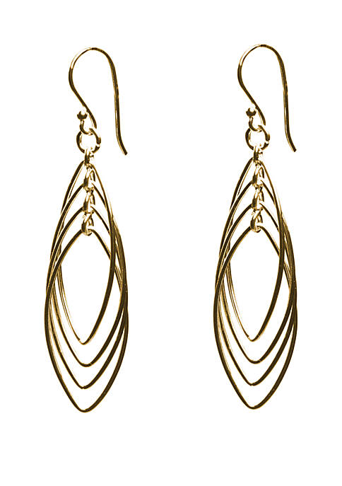 Gold Tone Over Sterling Silver Movement Drop Earrings
