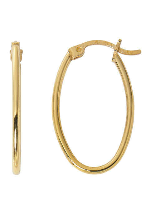 24K Gold Over Sterling Silver 18 Millimeter Oval Click Top Hoop Earrings