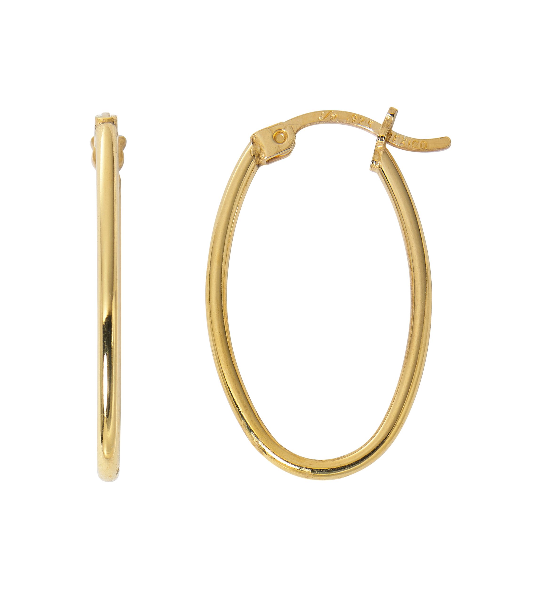 Gold Plated 18 Millimeter Oval Click Top Hoop Earrings