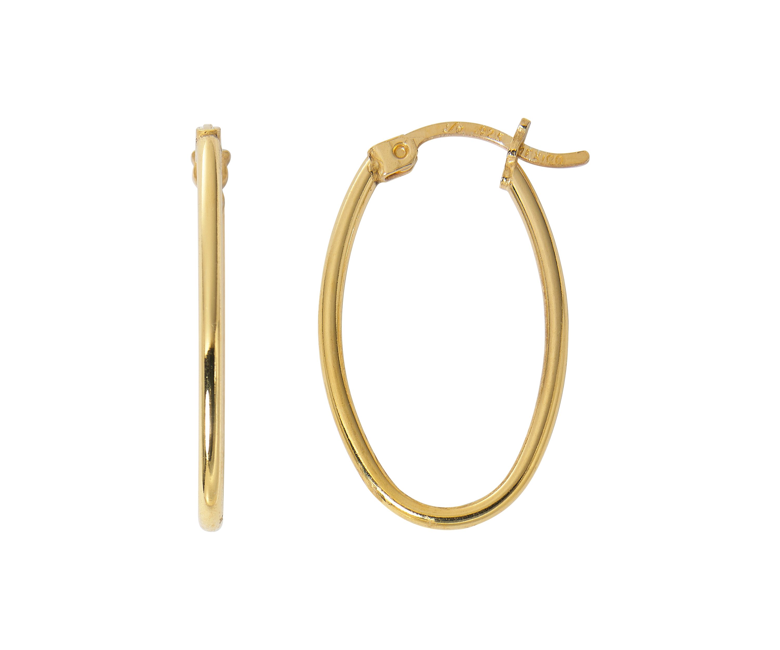 Gold Plated 18 Millimeter Oval Click Top Hoop Earrings