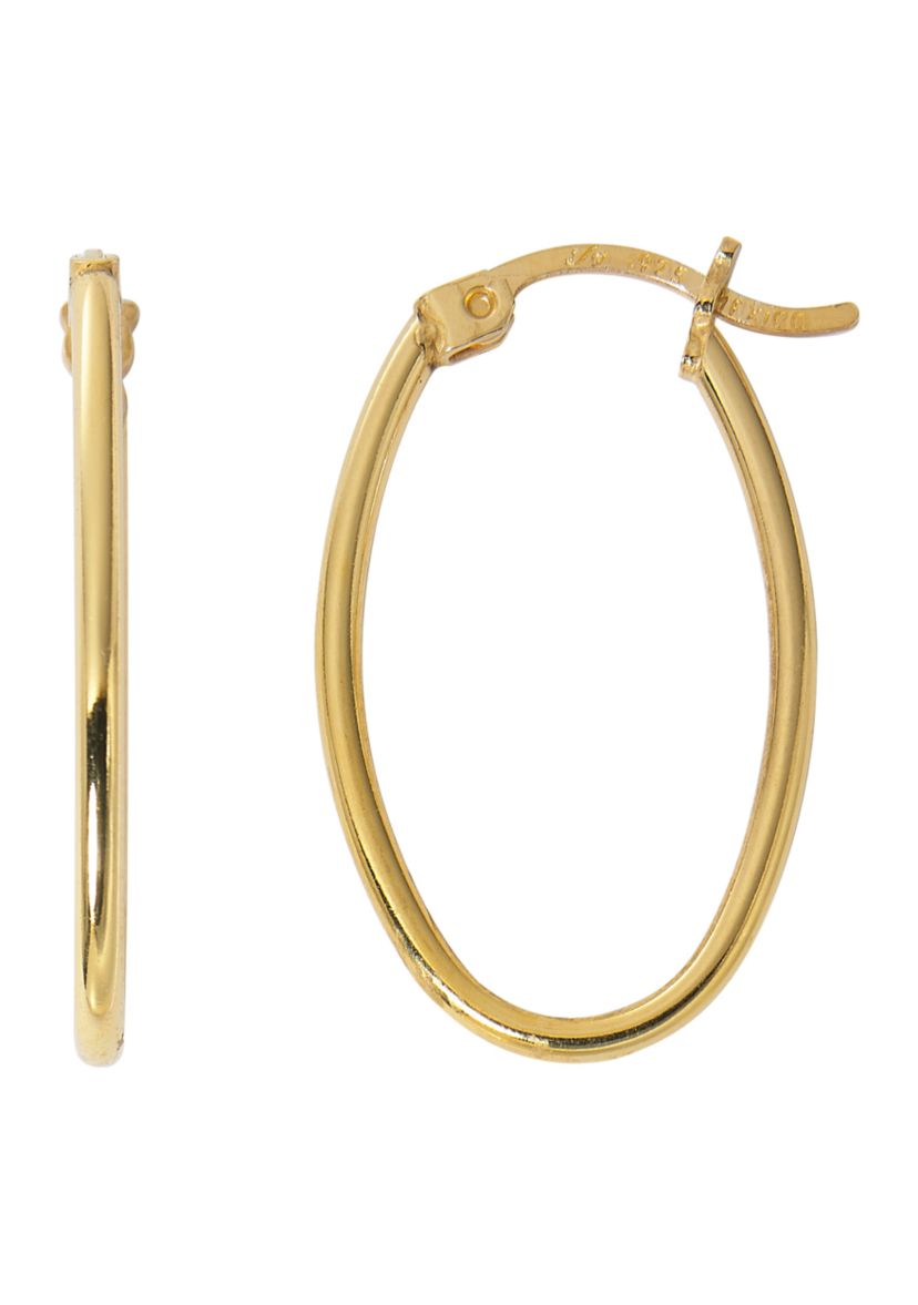 Gold Plated 18 Millimeter Oval Click Top Hoop Earrings