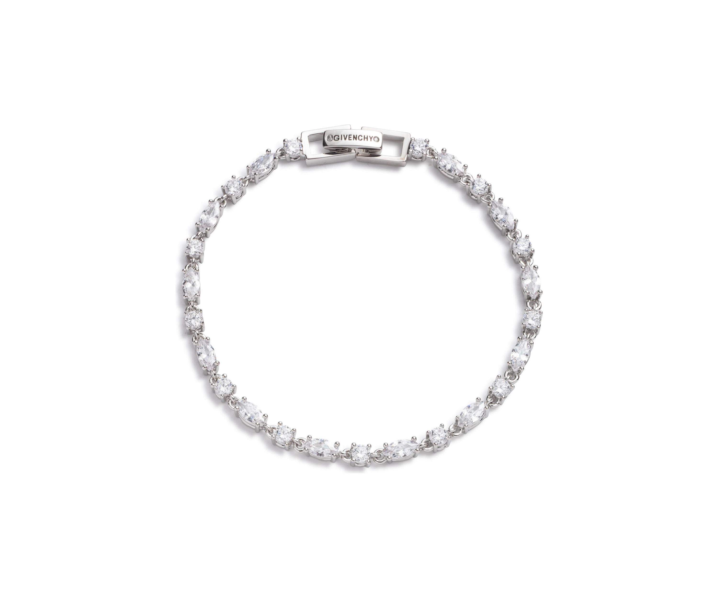 Silver Tone Crystal Tennis Flex Bracelet