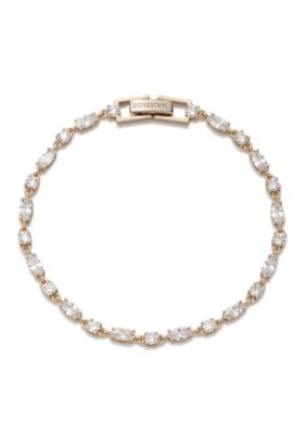 Givenchy Gold Tone Crystal White Tennis Flex Bracelet, 7 in