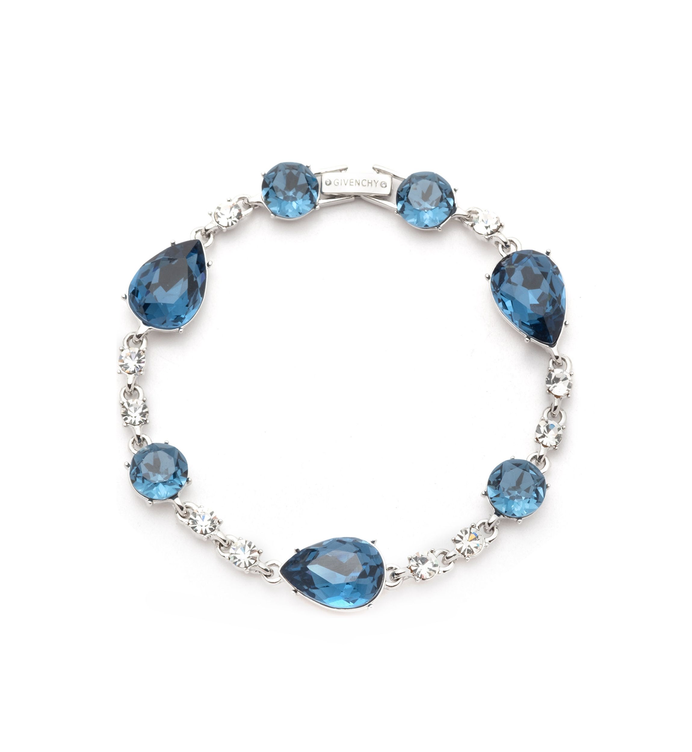 Silver Tone Denim Stone Pear Flex Bracelet