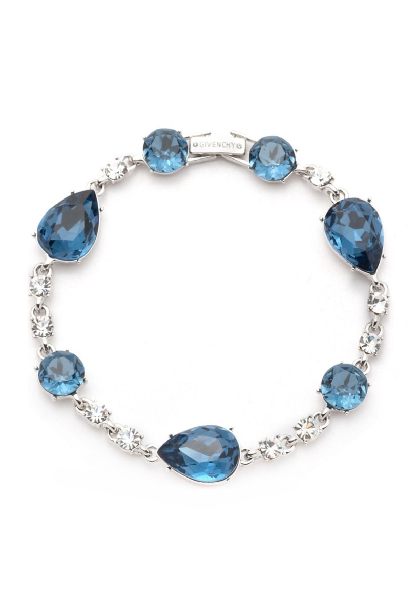 Silver Tone Denim Stone Pear Flex Bracelet