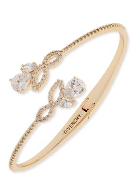 Givenchy Flower Cubic Zirconia Bypass Cuff Bracelet