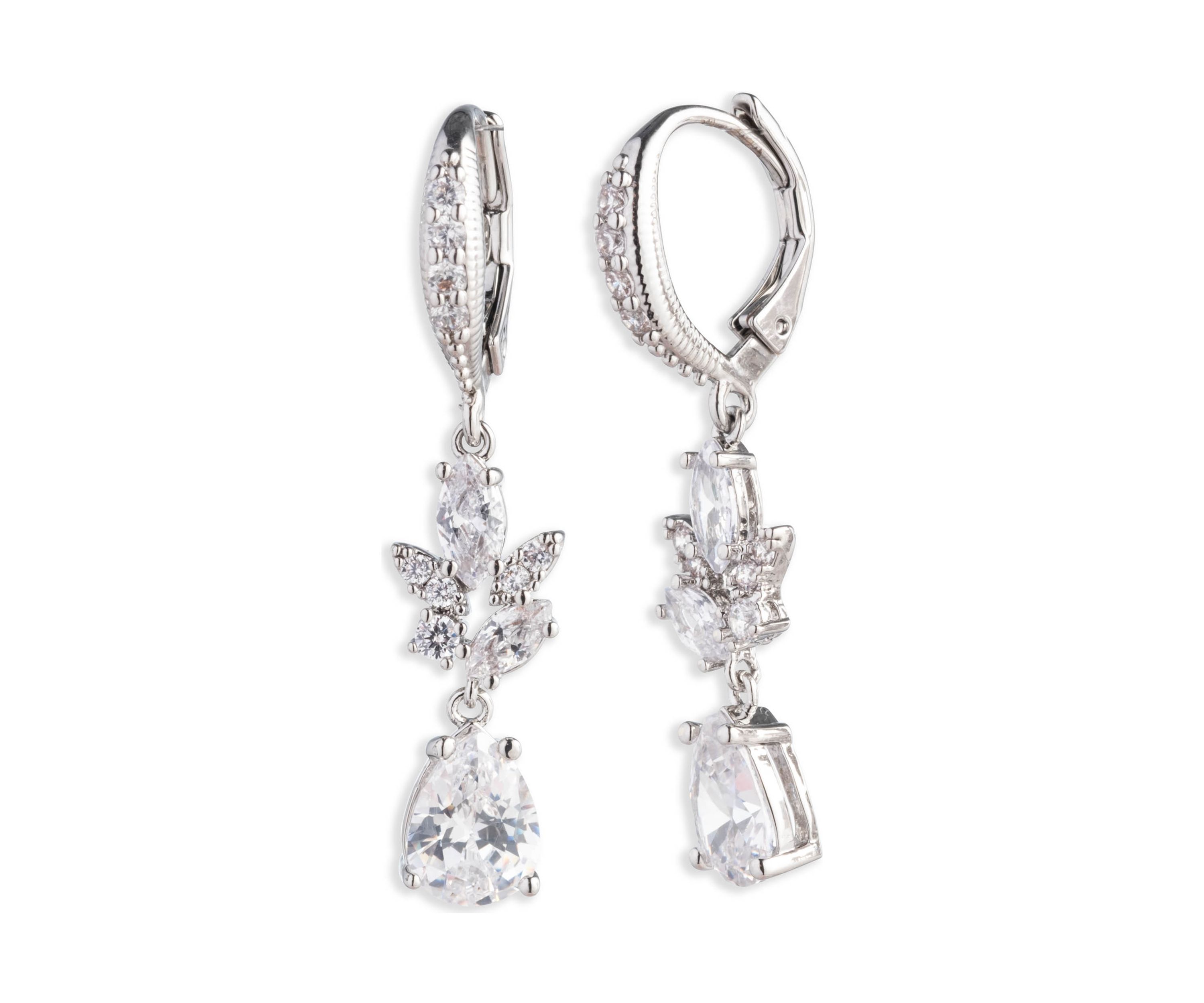 Silver Tone Crystal Drop Earrings