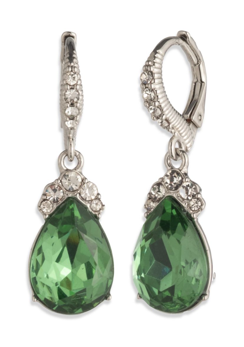 Sliver Crystal Pear Drop Earrings