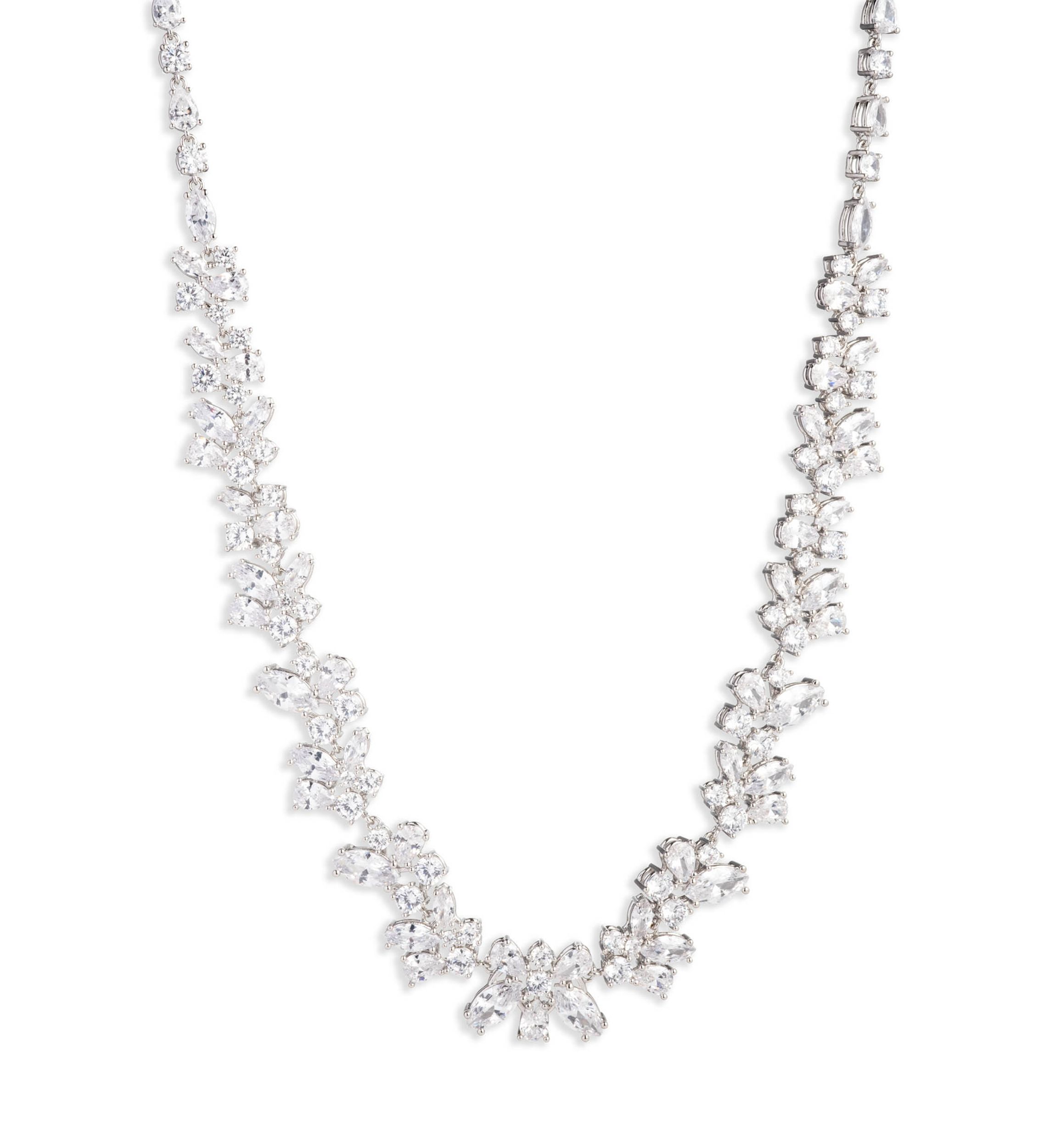 Silver Tone Cubic Zirconia Collar Necklace