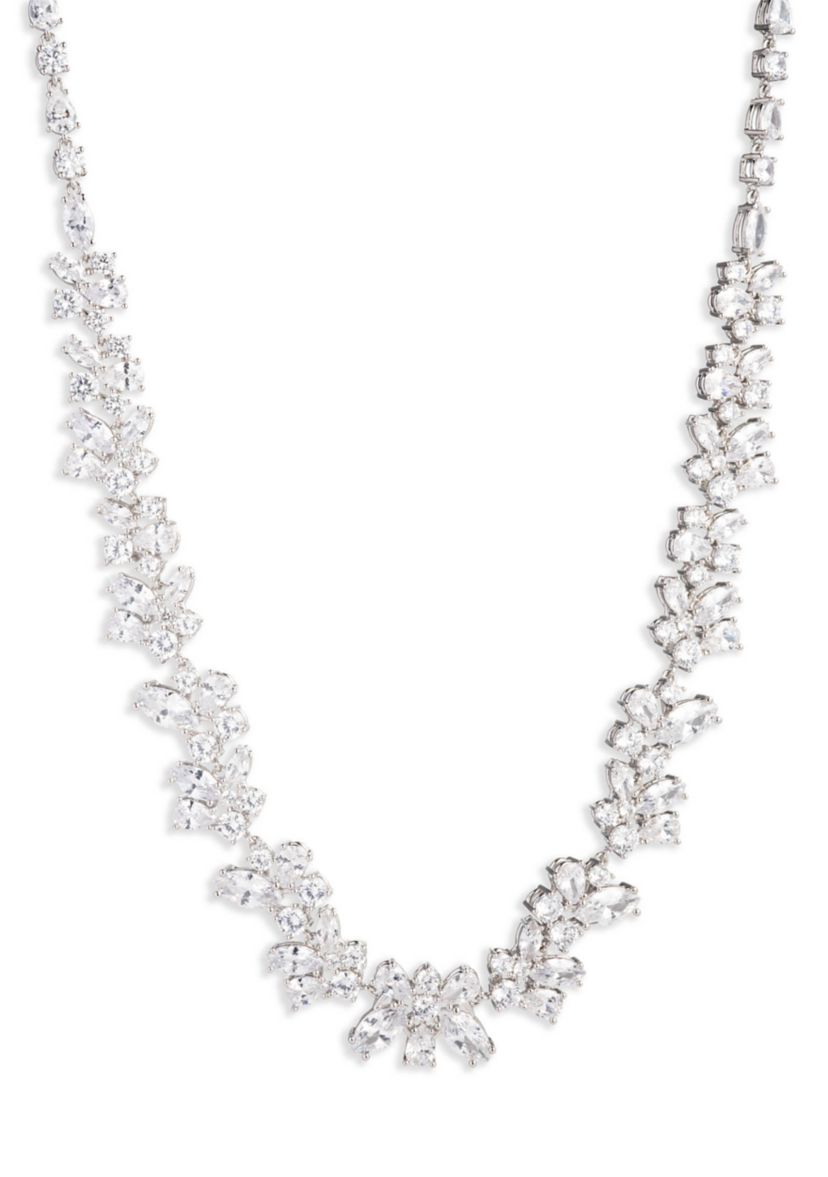 Silver Tone Cubic Zirconia Collar Necklace
