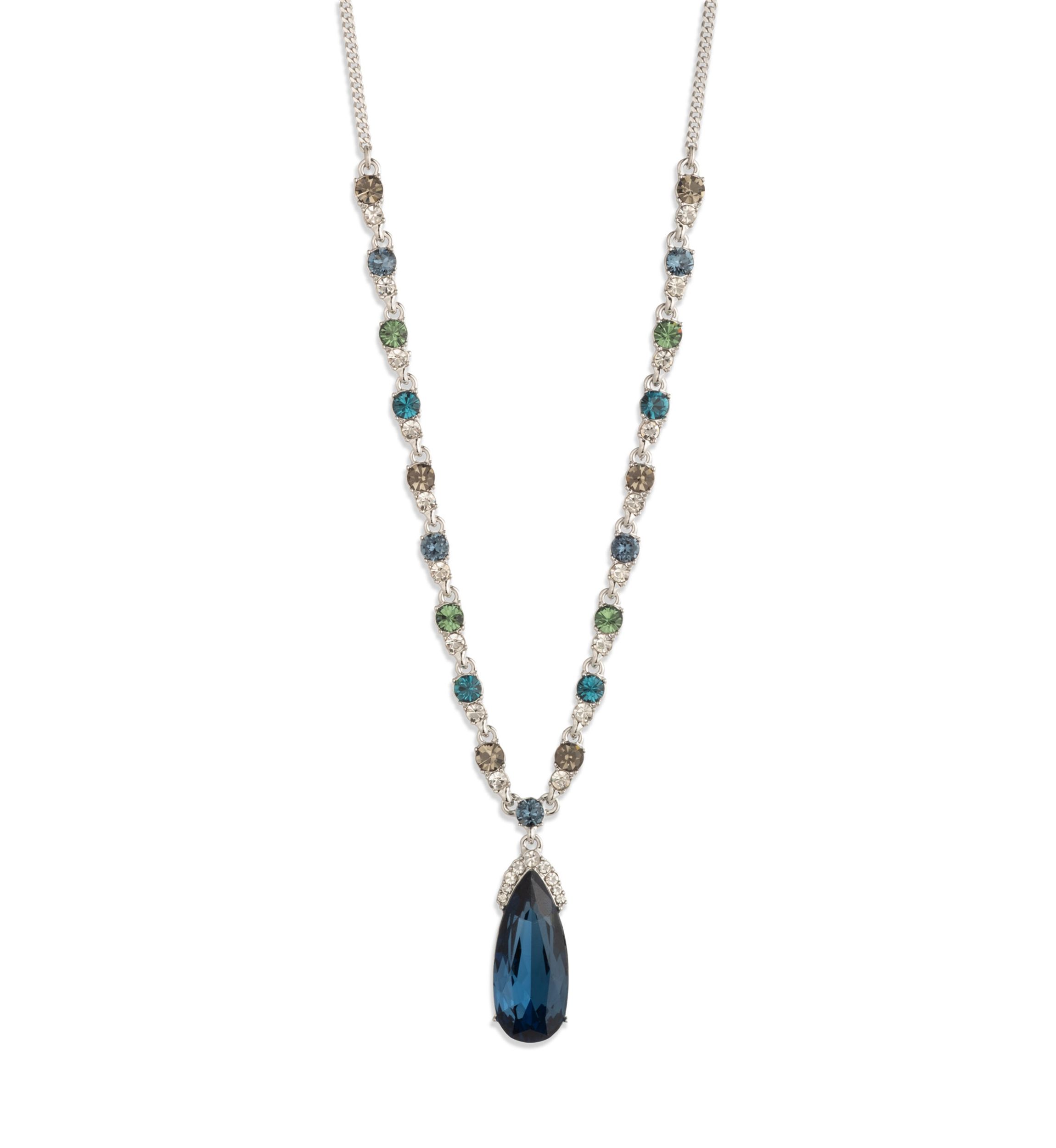 Multi Crystal Drama Frontal Necklace