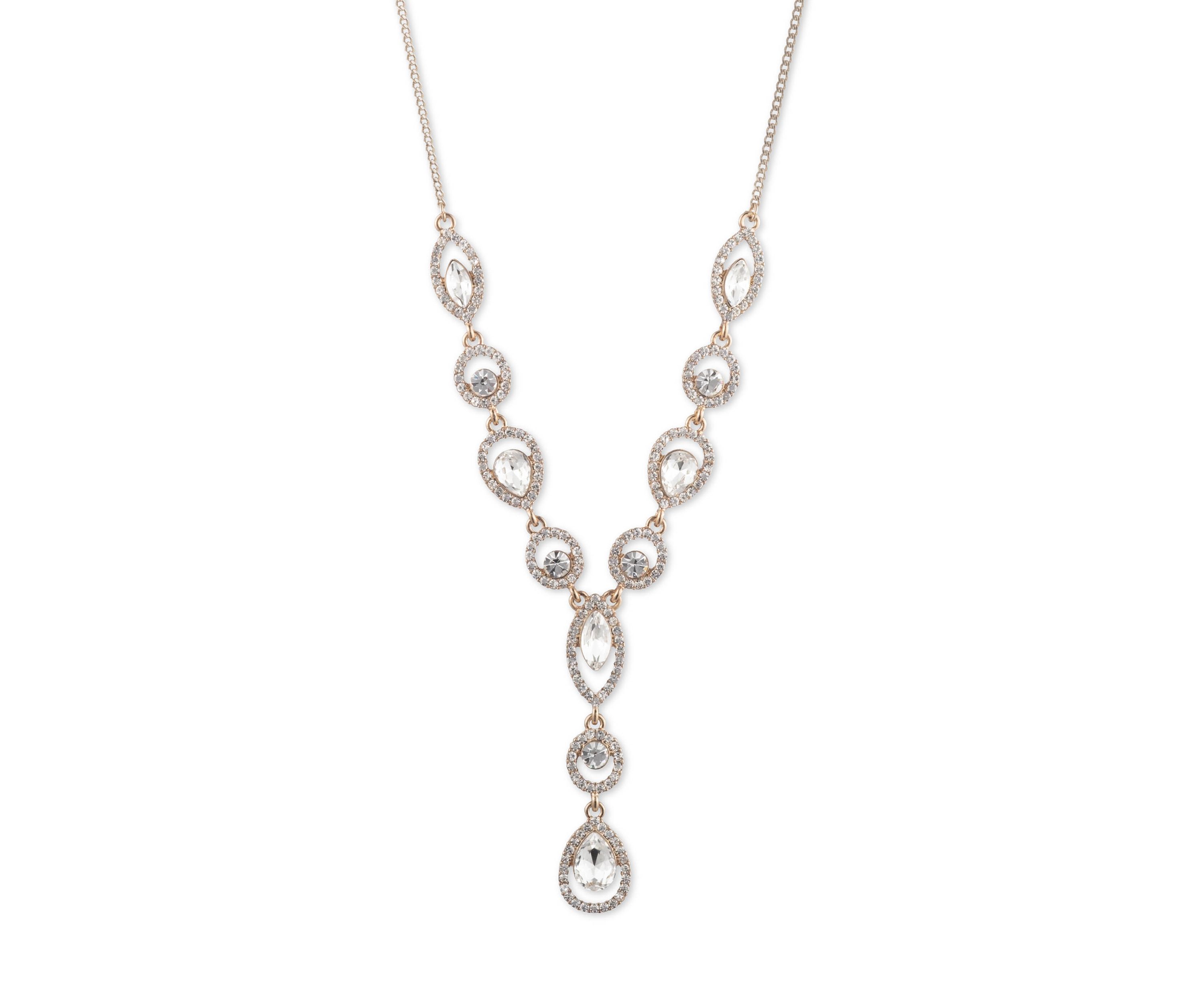 Gold Crystal Y-Necklace 