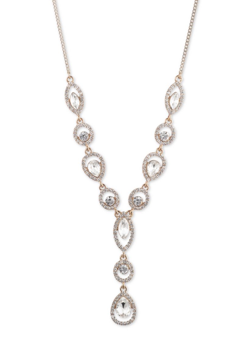 Gold Crystal Y-Necklace 