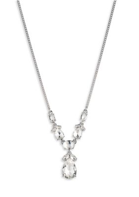 Givenchy Silver Tone Crystal Y Necklace Belk