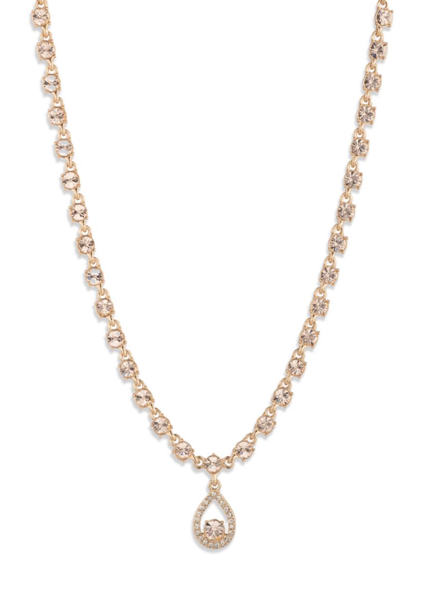 Pavé Pear Pendant Necklace