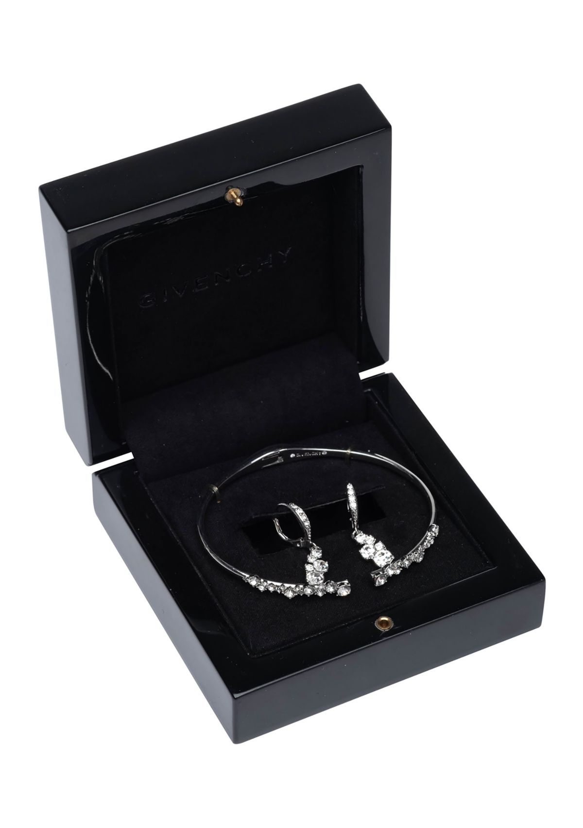 Silver Tone Crystal Scatter Stone Bracelet and Earring Set
