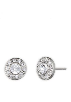 Givenchy Silver-Tone Pave Stud Earrings | belk