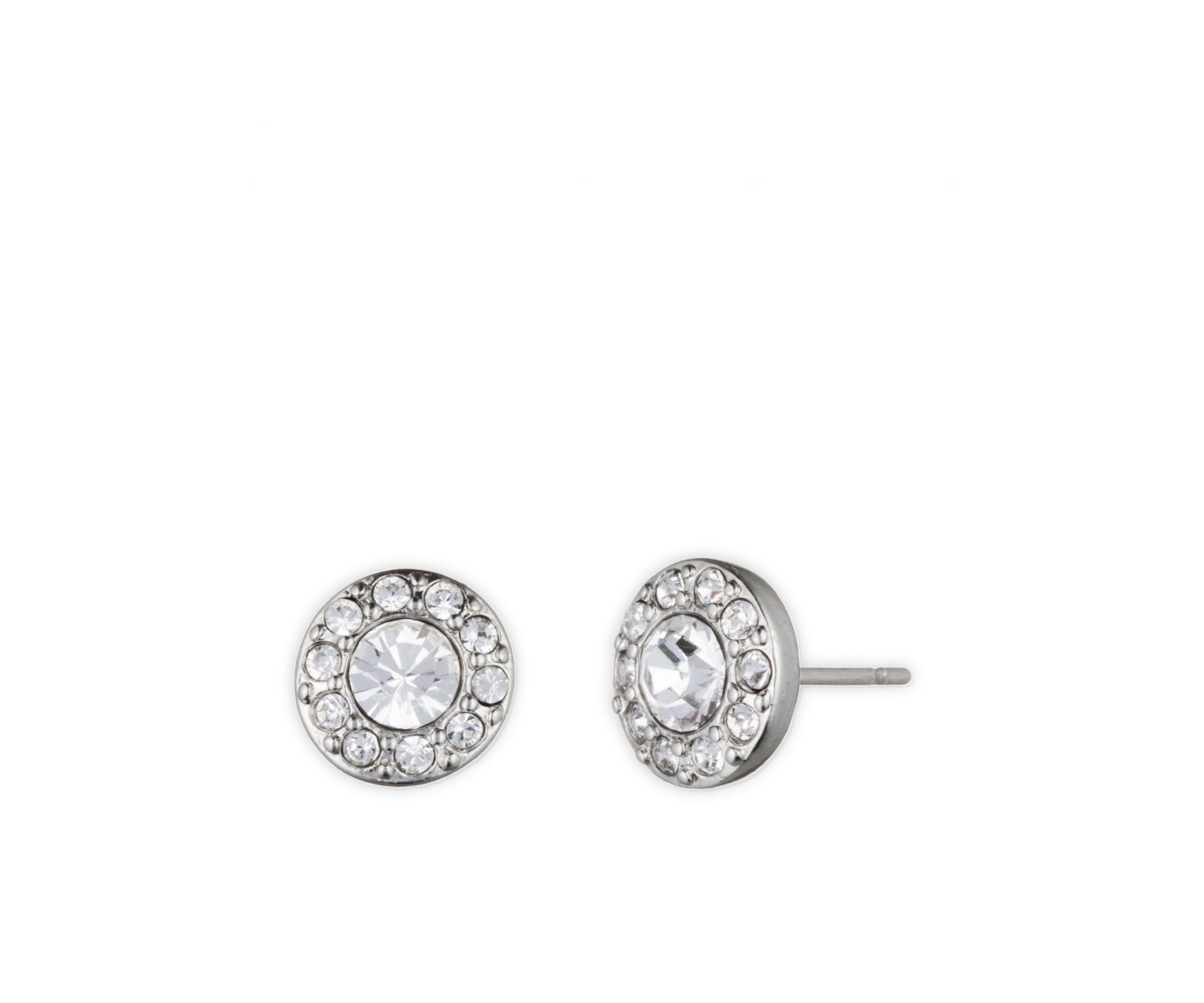 Silver-Tone Pave Stud Earrings