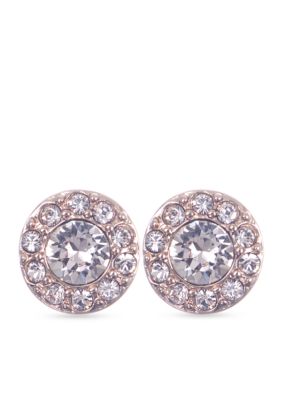 Rose Gold-Tone Pave Stud Earrings