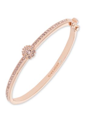 Givenchy Rose Gold Tone Rose Small Flower Bangle Bracelet | belk