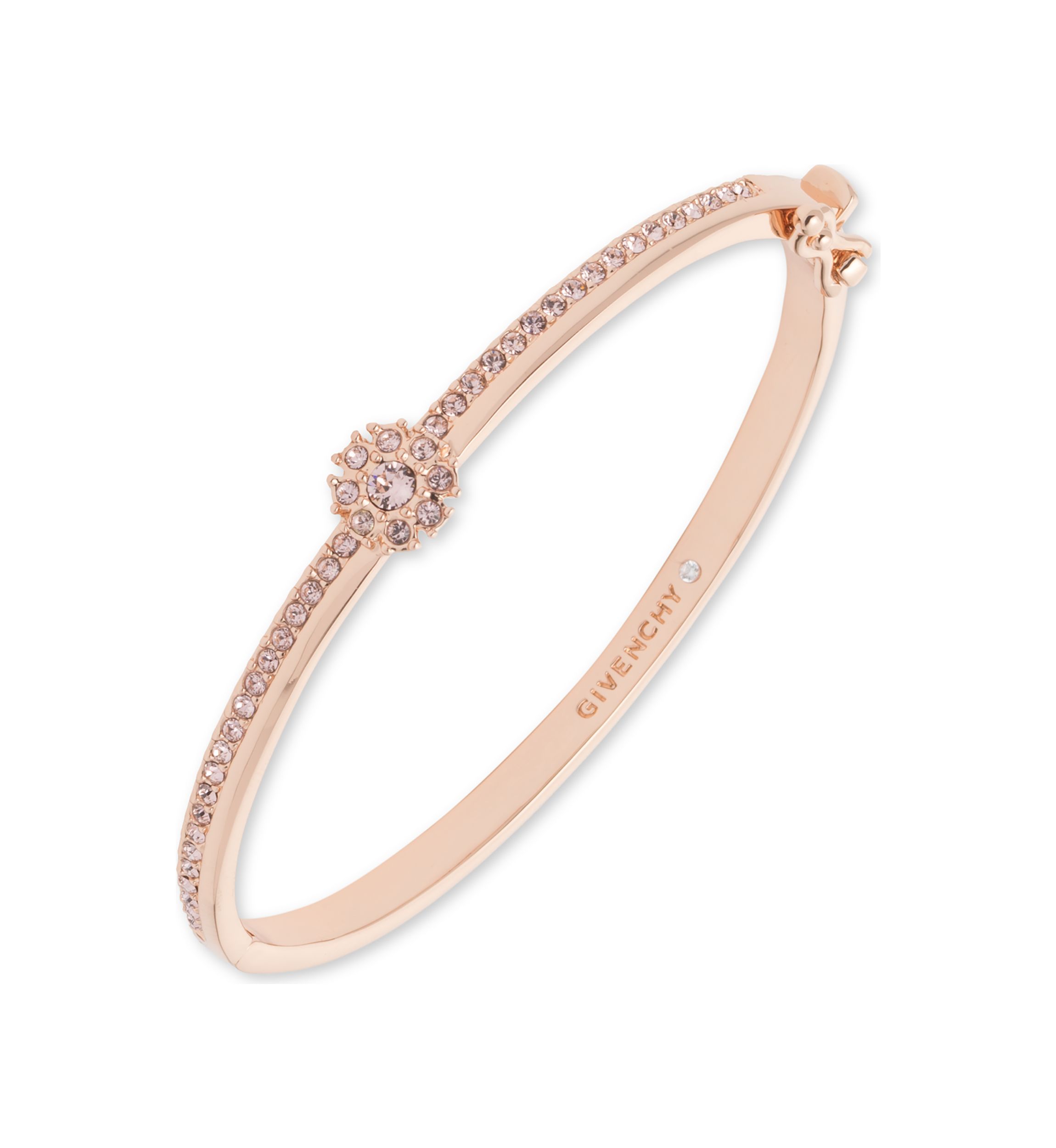 Rose Gold Tone Rose Small Flower Bangle Bracelet 