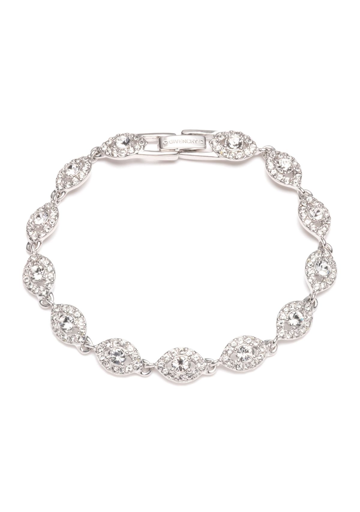 Silver Tone Crystal Stone Flex Bracelet