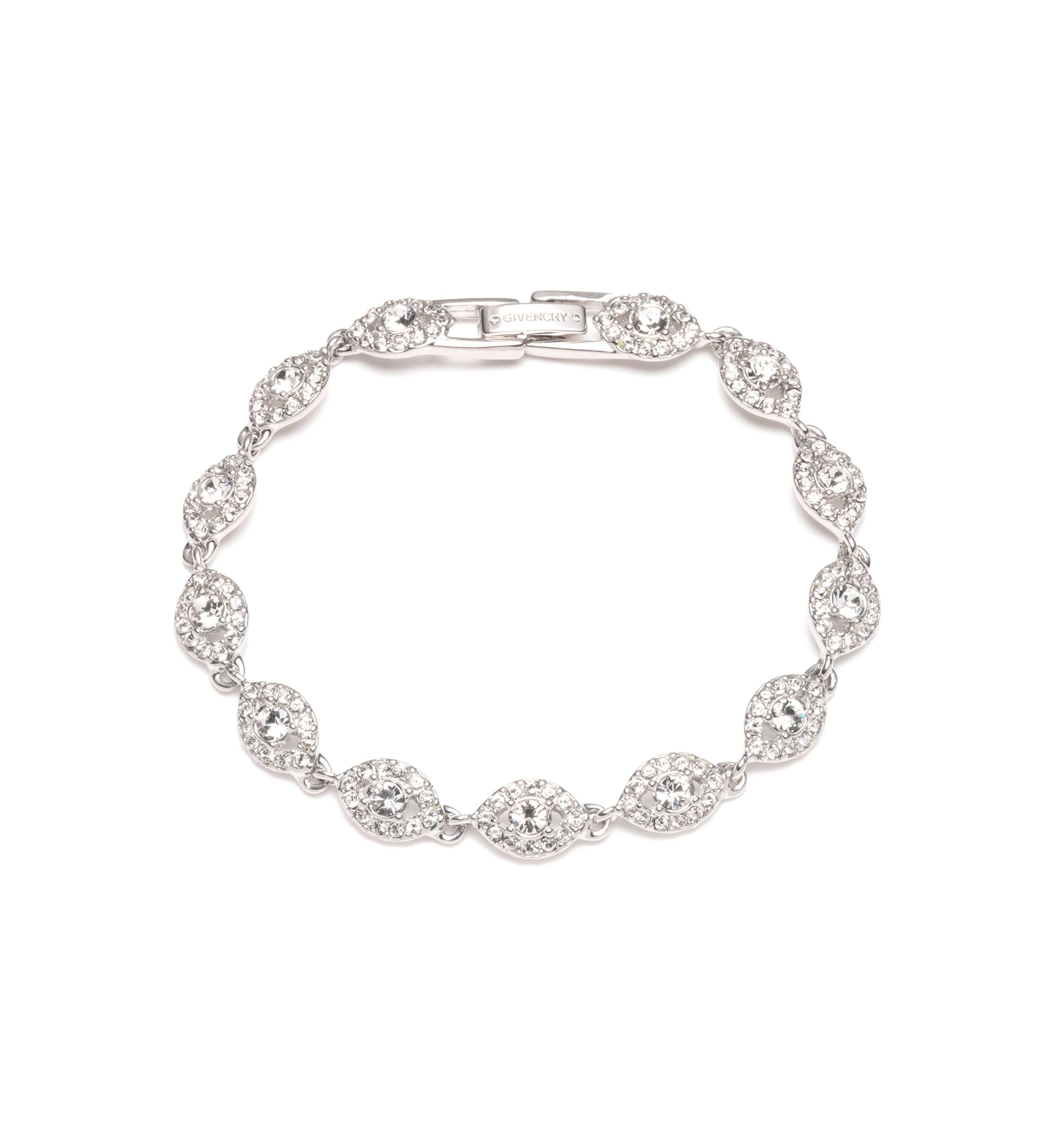 Silver Tone Crystal Stone Flex Bracelet