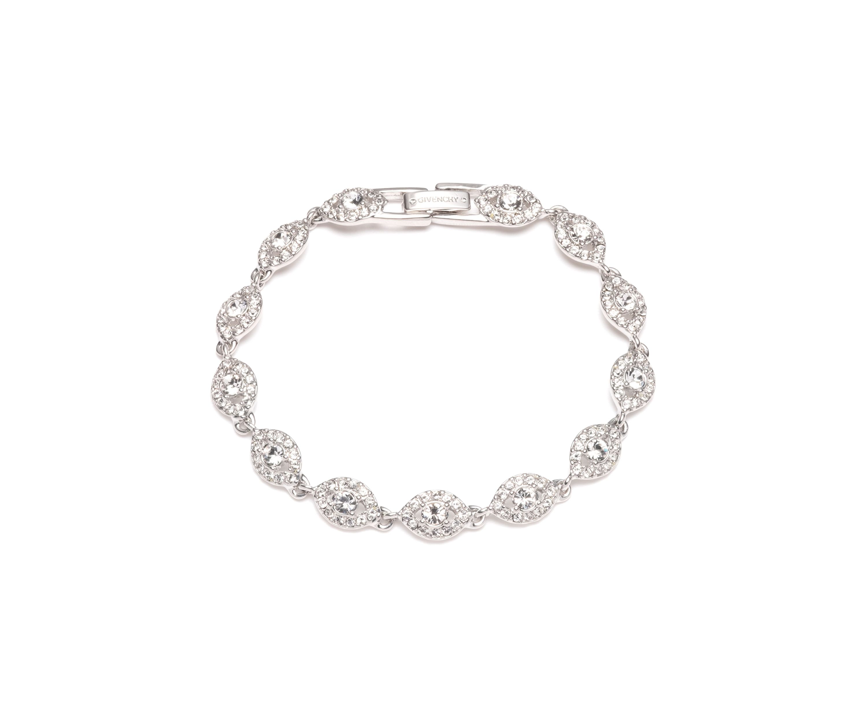 Silver Tone Crystal Stone Flex Bracelet