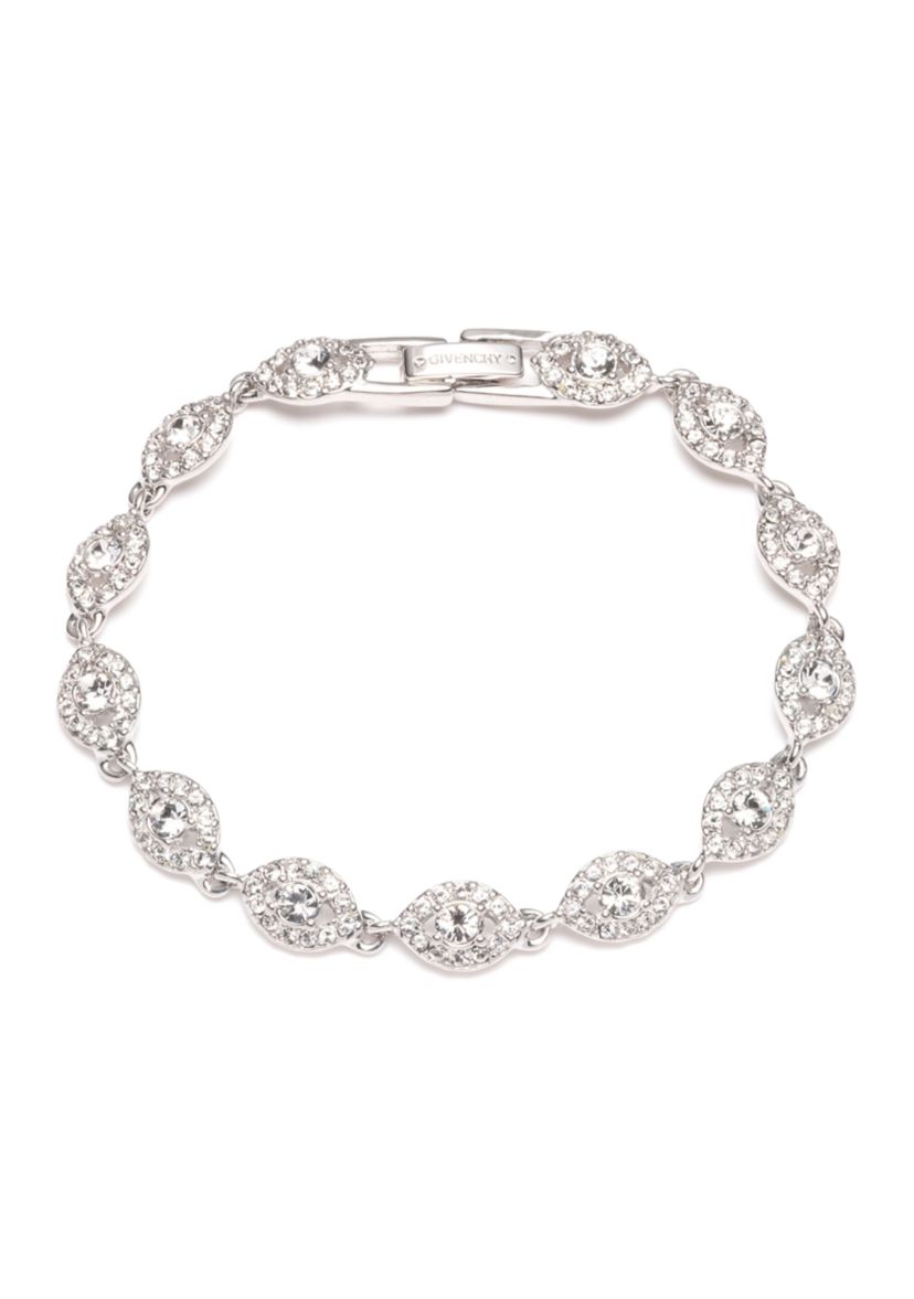 Silver Tone Crystal Stone Flex Bracelet