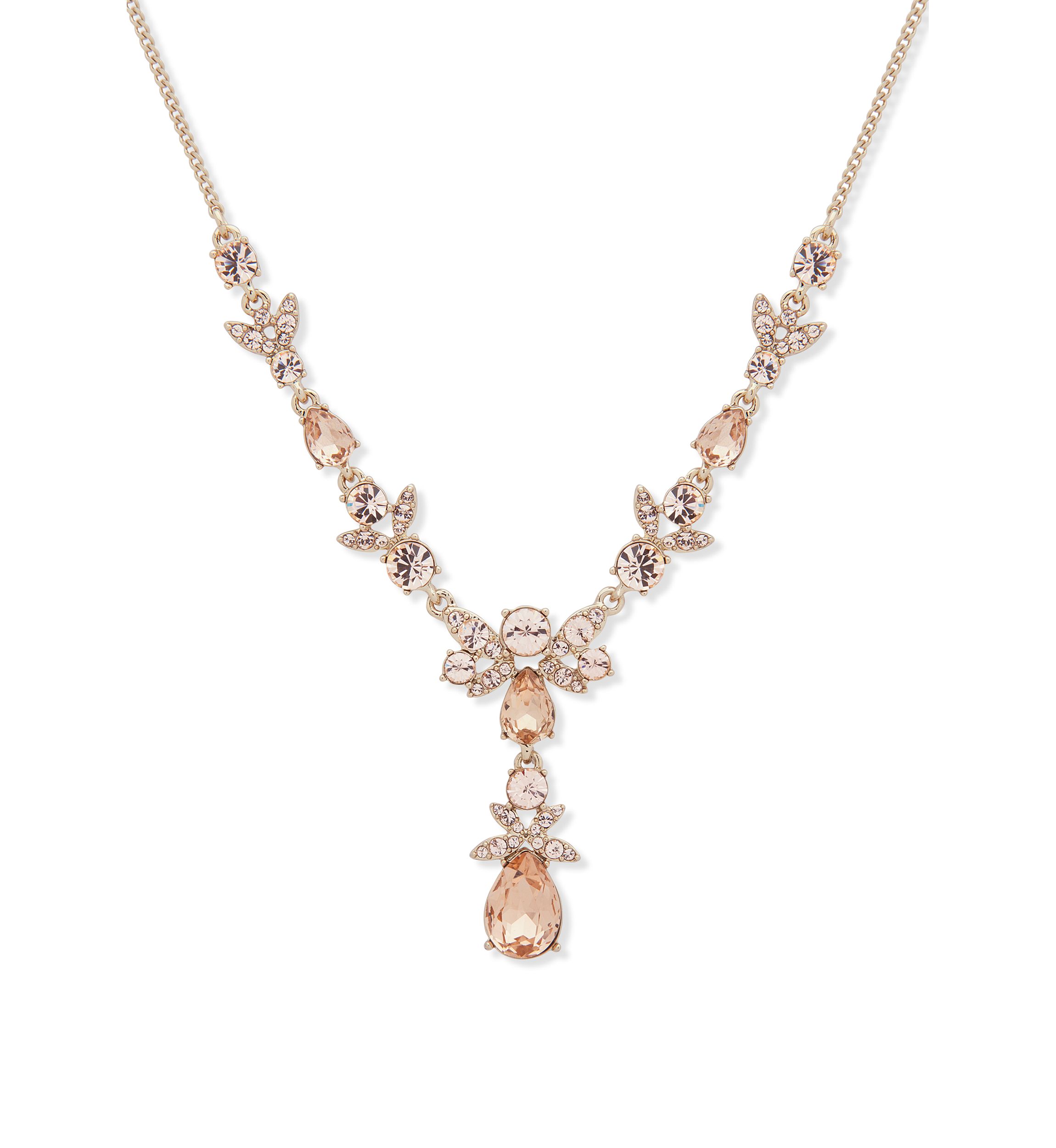 Gold Tone Silk 16"+3" Extender Y Necklace