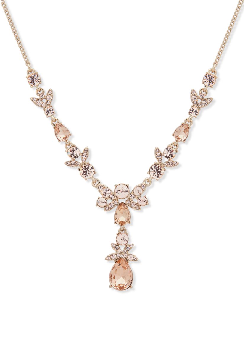 Gold Tone Silk 16"+3" Extender Y Necklace