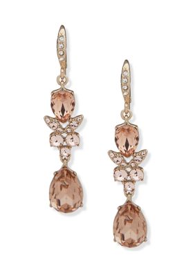   Gold Tone Silk Double Drop Earrings 