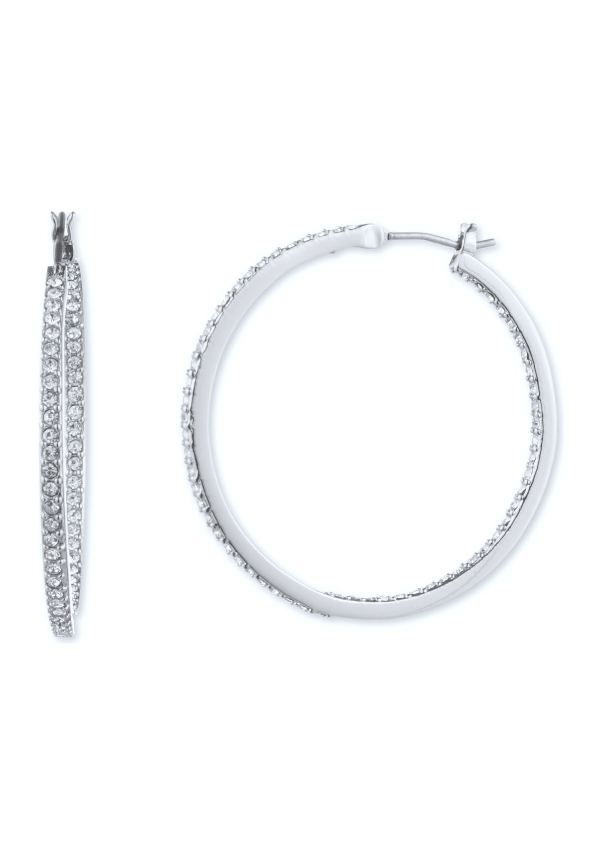 Silver Tone Cry Medium Click Top Hoop Earrings